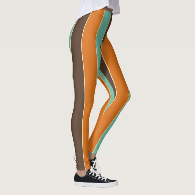 Green, black and orange stripes pattern leggings (Right)
