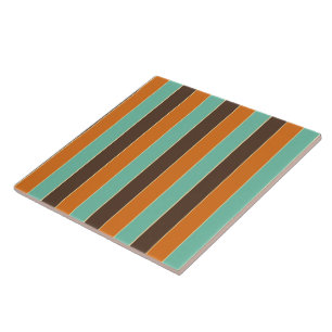 Green, black and orange stripes pattern tile
