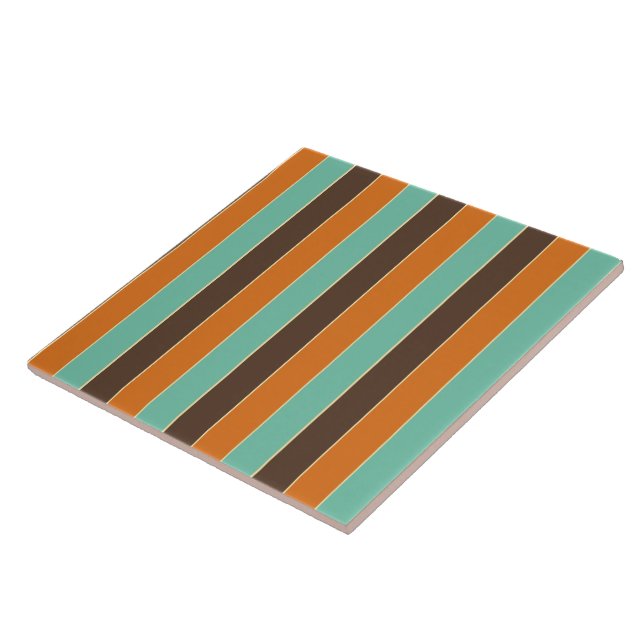 Green, black and orange stripes pattern tile (Side)