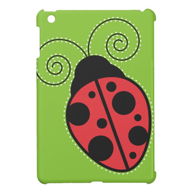 Green, Black and Red Ladybug iPad Mini Case (Back)