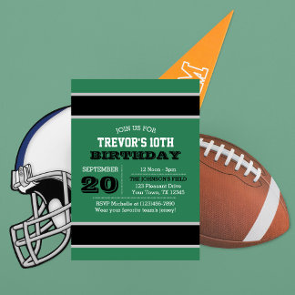 Green Black and Silver Team Birthday Invitation