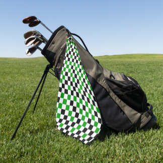 Green Black and White Chequered Golf Towel