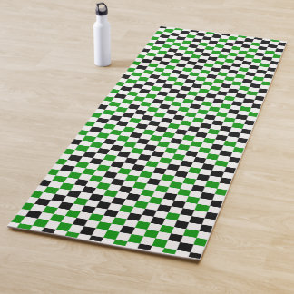 Green Black and White Chequered Yoga Mat