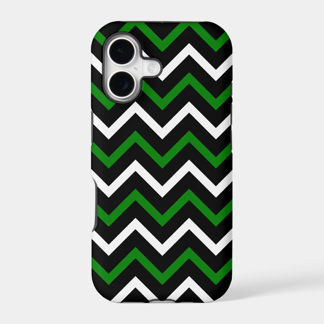 Green, Black and White Chevron Pattern (Zig Zag) (Back)