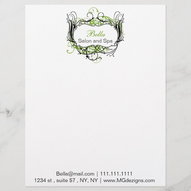 green black and white Chic Business letterheads Customised Letterhead (Front)