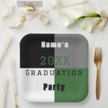 Green black and white custom graduation party