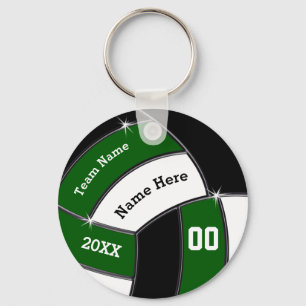 Green, Black and White Custom Volleyball Keychains