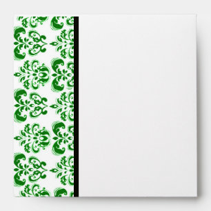GREEN BLACK AND WHITE DAMASK ENVELOPE