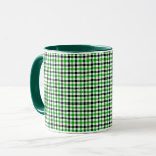 Green Black and White Gingham Check Mug
