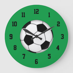 Green, Black and White Soccer Clock