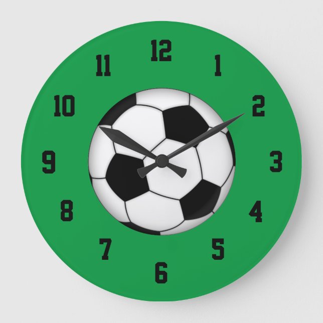 Green, Black and White Soccer Clock (Front)