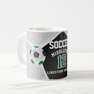 Green, Black and White ⚽ Soccer Sport Coffee Mug