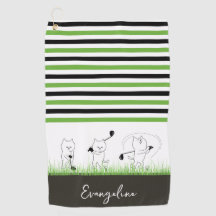 Green, Black and White Stripe Cat Golfer