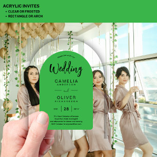 Green Black Arch Acrylic Wedding Invites Modern Invitations