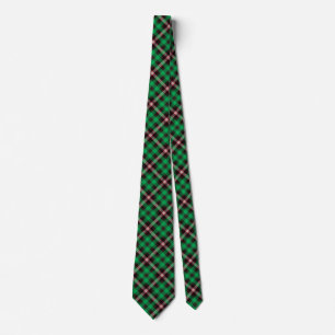 Green Black Argyle Tartan Plaid Pattern Tie