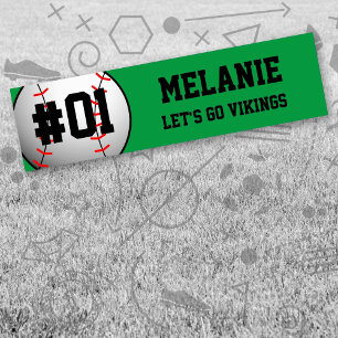 Green Black Baseball Team Bumper Sticker