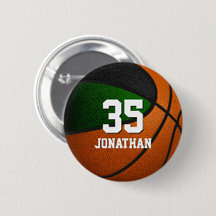 green black basketball player team colours  6 cm round badge