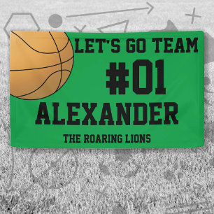 Green Black Basketball Team Spirit Banner