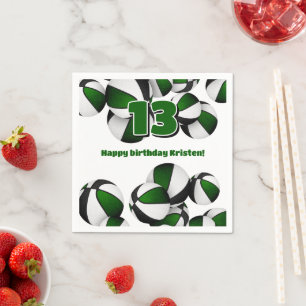 green black basketballs girls boys sports party napkin