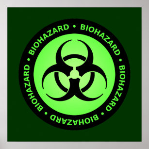 Green & Black Biohazard Symbol Poster w/ Text