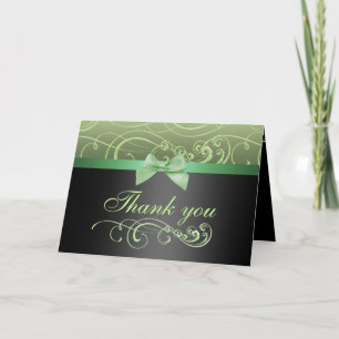 Green/Black Bow & Swirl Thank You Card