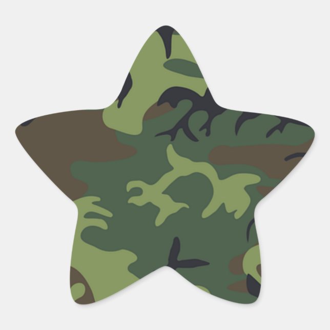 Green black brown camo camouflage military star sticker (Front)