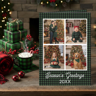 Green & Black Buffalo Plaid Custom Name and Text Card