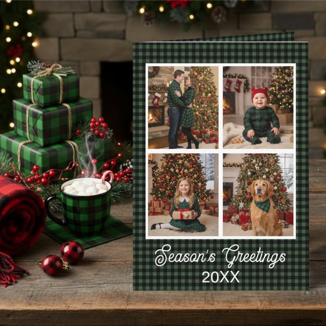 Green & Black Buffalo Plaid Custom Name and Text Card (Creator Uploaded)