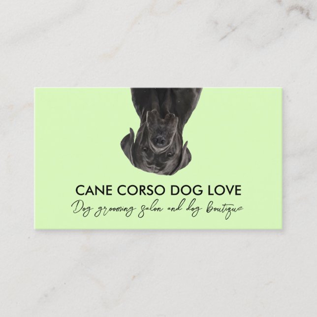 Green Black Cane Corso Dog Business Card (Front)