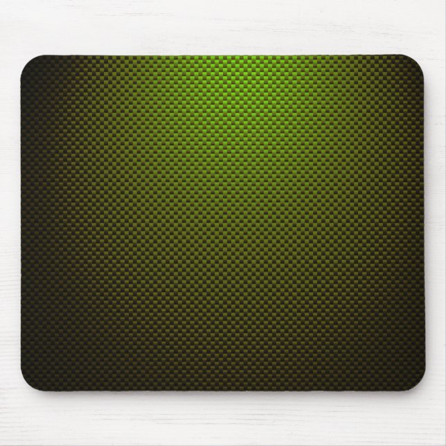 Green black carbon fibre patterned mouse mat (Front)