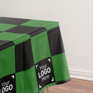 Green Black Check Business Logo Work Event / Party Tablecloth