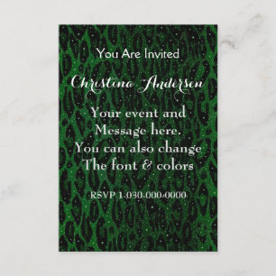 Green Black Cheetah Stars Invitation