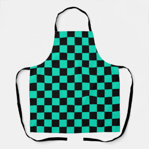 Green Black Chequered Check Pattern Apron