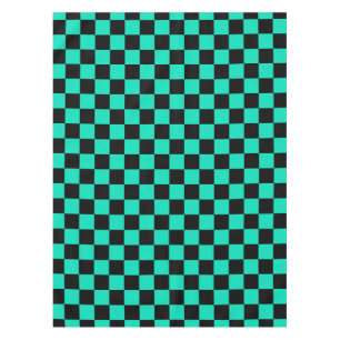 Green Black Chequered Check Pattern Tablecloth