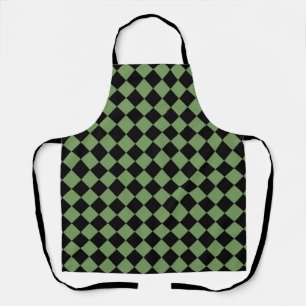Green Black Chequered Diamond Pattern Apron