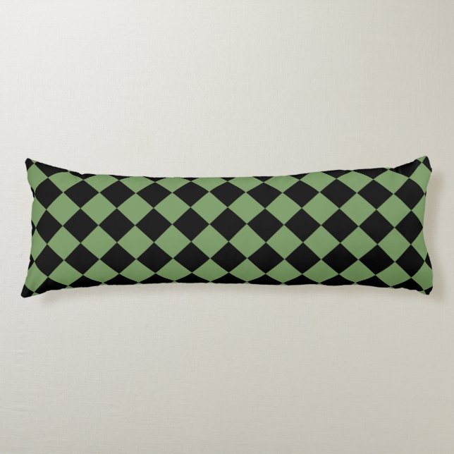 Green Black Chequered Diamond Pattern  Body Cushion (Front)
