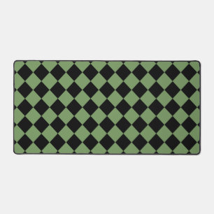 Green Black Chequered Diamond Pattern  Desk Mat