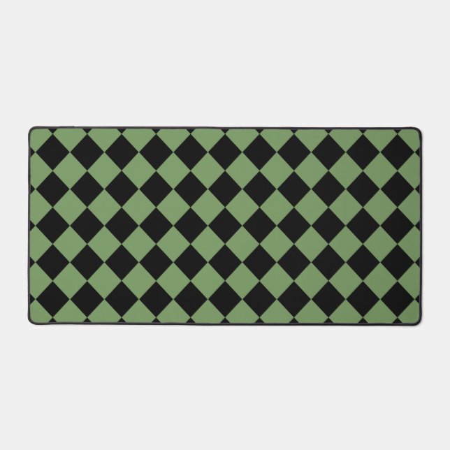 Green Black Chequered Diamond Pattern  Desk Mat (Front)