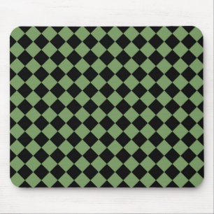 Green Black Chequered Diamond Pattern Mouse Mat
