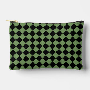 Green Black Chequered Diamond Pattern Small Accessory Pouch