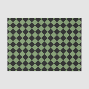 Green Black Chequered Diamond Pattern Tissue Paper