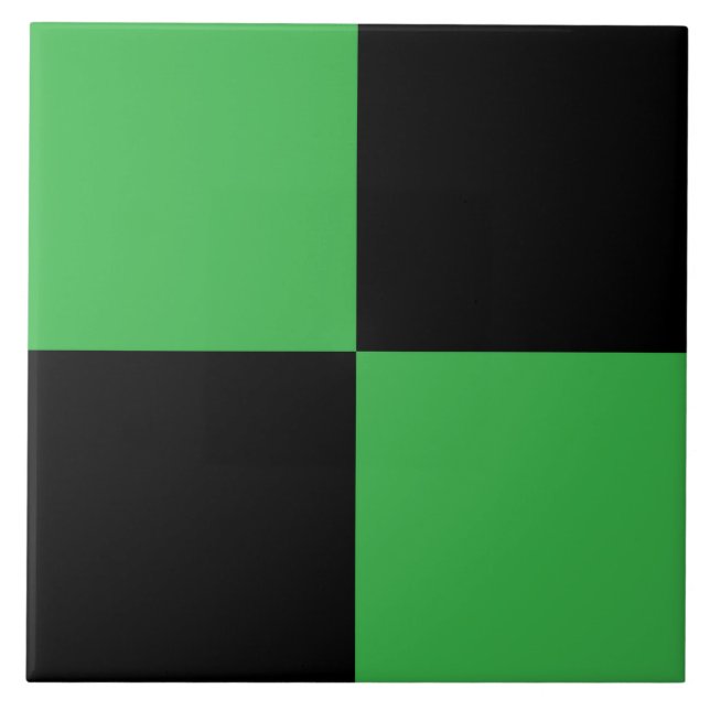 Green Black Chequered Pattern Tile (Front)