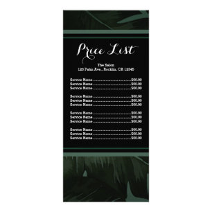 Green & Black Chic Tropical Leaves Price List Menu