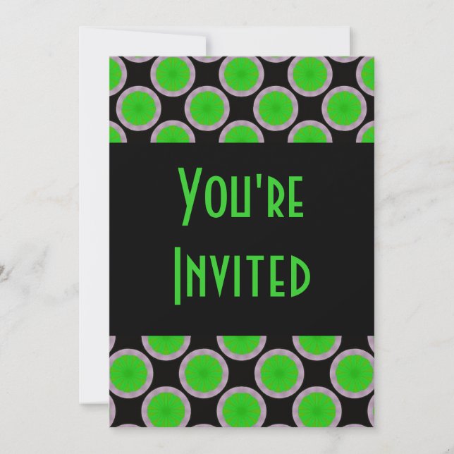 green black circles invitation (Front)