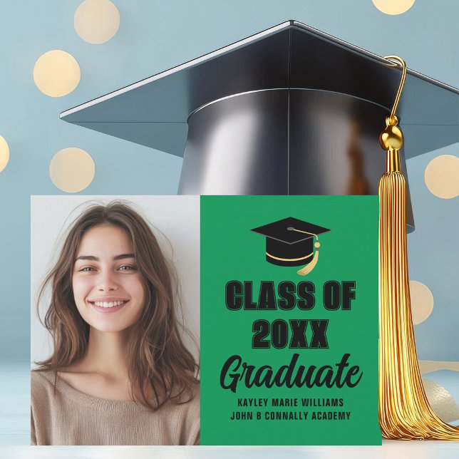 Green Black Class of 2025 Photo Graduation Announcement (Creator Uploaded)