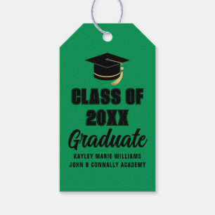 Green Black Class of 2026 Graduation Party Gift Tags