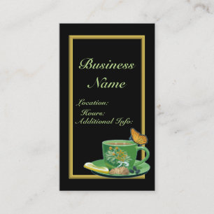 Green & Black Coffee Cup Business Card 2