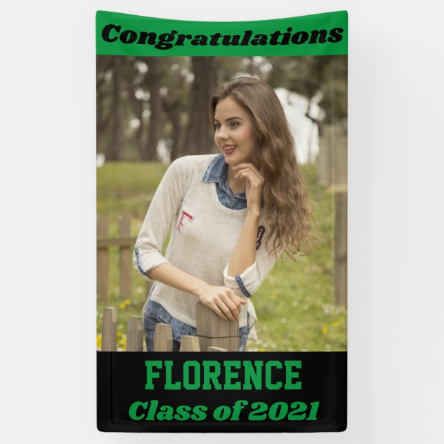 Green Black Congratulations Graduation Banner (Vertical)