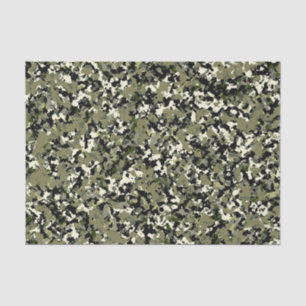 Green Black Cool Camouflage Pattern Print Tissue Paper