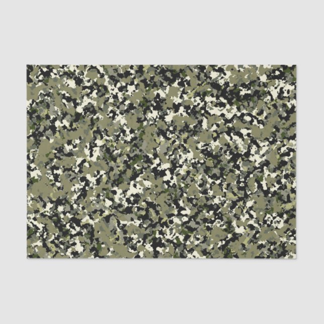 Green Black Cool Camouflage Pattern Print Tissue Paper (Front)